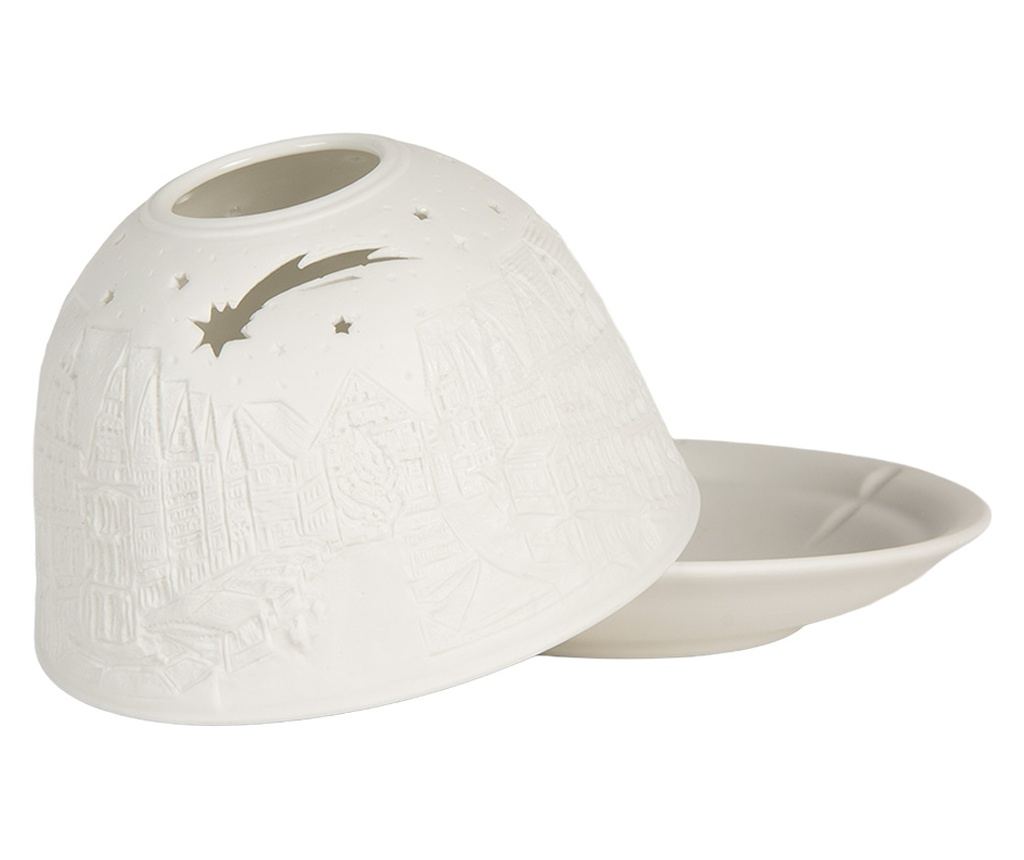 Fehér porcelán karácsonyi gyertyatartó Ø 12x8 cm - 6