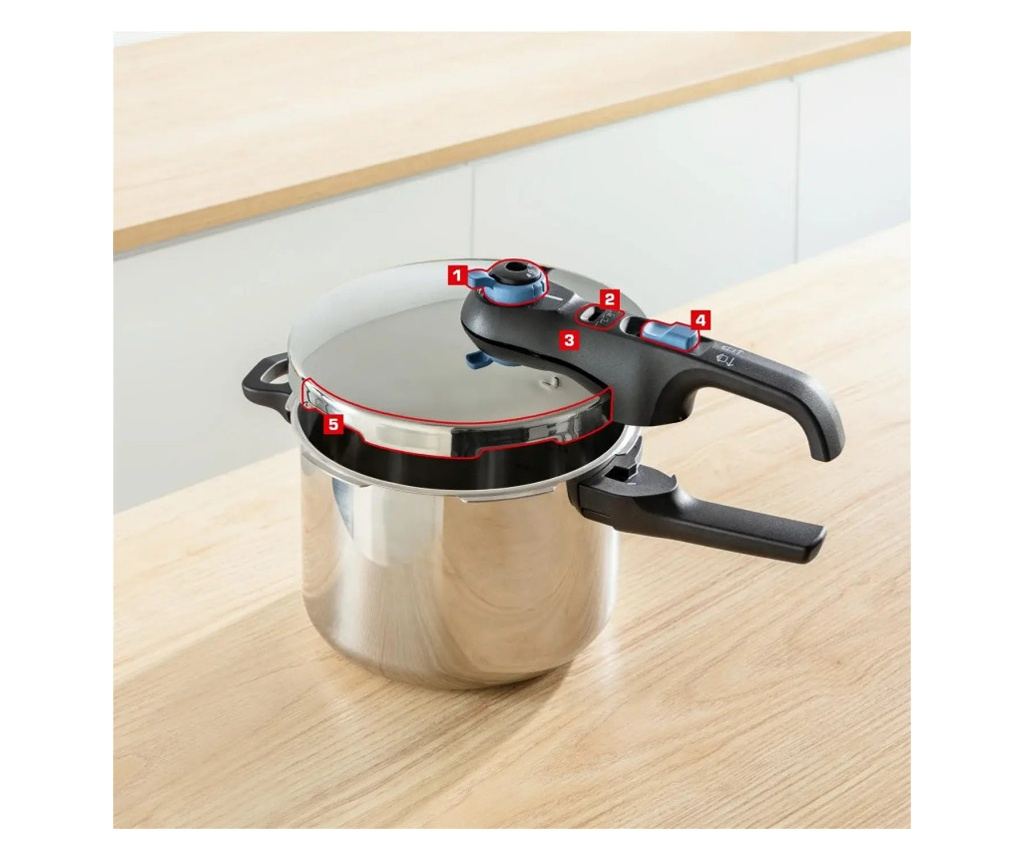 Tefal P2584301 Kukta, 4/6 L, 2 Mód Zöldségekhez és Húshoz, 5-Pontos Biztonsági Rendszer, Tri-Ply Alj, Rozsdamentes Acél - 5