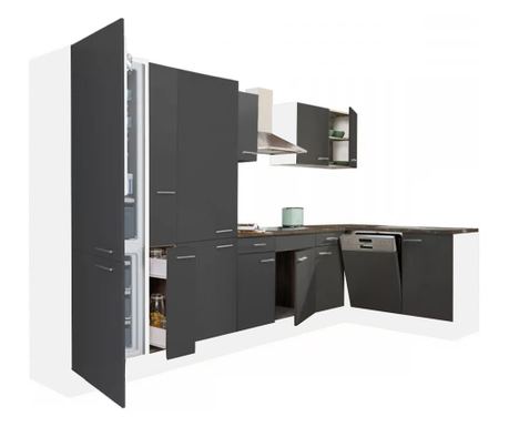 Mobilier de bucătărie de colț Yorki 370 cu frigider cu congelator inferior