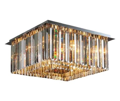 Candelabru RFAN, Model H98348/400x400, Textura Cristal, Metal, 6 X E14, Crom