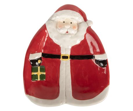 Platou Mos Craciun ceramica multicolora 20x16x4 cm