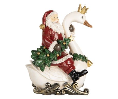 Karácsonyi figura, többszínű műgyanta hattyú 13x10x16 cm