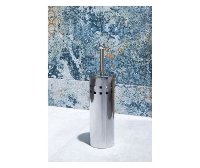 Четка за тоалетна AWD Quadro, неръждаема стомана, със стойка, 9,6 см x 38,5 см x 9,6 см