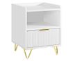 SoBuy Stolik nocny z szufladą i półką, nowoczesny do sypialni i salonu, biały, 40x40x51 cm, FBT169-W