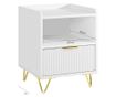 SoBuy Stolik nocny z szufladą i półką, nowoczesny do sypialni i salonu, biały, 40x40x51 cm, FBT169-W