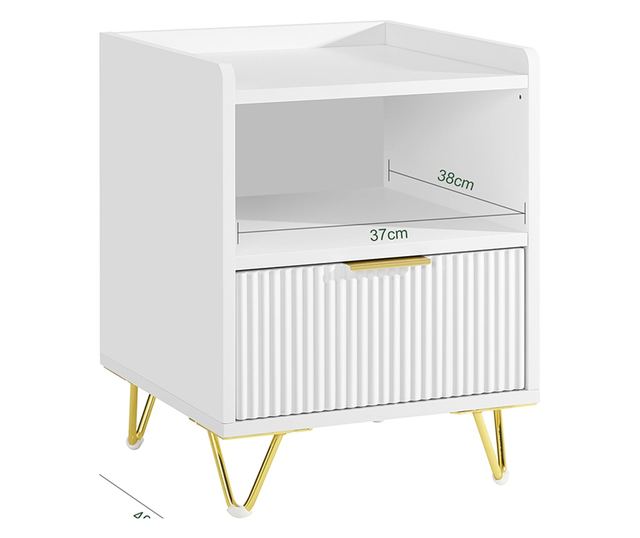 SoBuy Stolik nocny z szufladą i półką, nowoczesny do sypialni i salonu, biały, 40x40x51 cm, FBT169-W