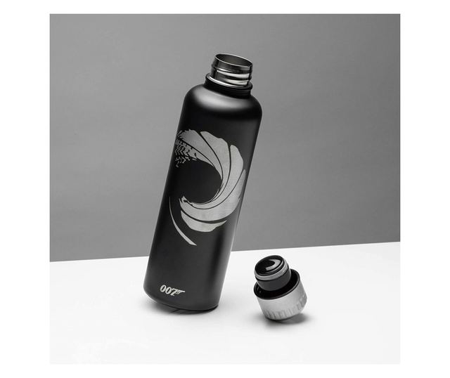 Paladone James Bond 007 Hőszigetelt Palack - Rozsdamentes Acél, 450 ml, Fekete
