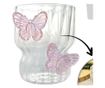 Steklen kozarec iz borosilikatnega stekla, valovite stene, roza metulji, 260 ml, eCarla, SZK161