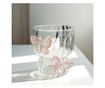 Steklen kozarec iz borosilikatnega stekla, valovite stene, roza metulji, 260 ml, eCarla, SZK161
