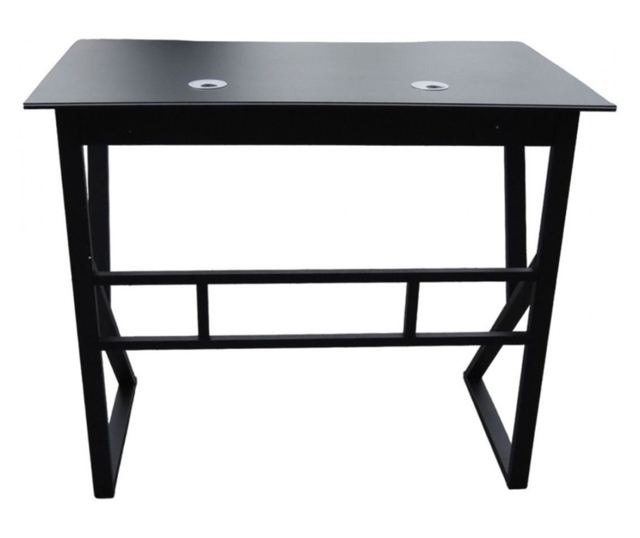 Igralna miza, kovinski okvir, gladka plošča z odprtinami za kable, črna barva, 100x60 cm, eCarla, STL20CZ