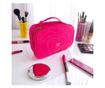 Kozmetična torbica, prešita, z ročajem, ciklamen barva, 24x9x15 cm, eCarla, KS132R