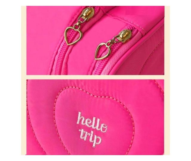 Kozmetična torbica, prešita, z ročajem, ciklamen barva, 24x9x15 cm, eCarla, KS132R