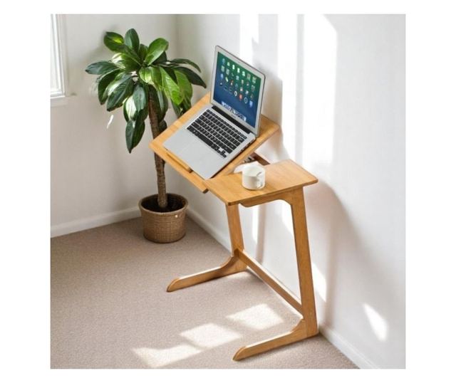 Večnamenska, zložljiva, bambusova miza, za prenosnik in tablico, 60x35x67 cm, eCarla, STL21
