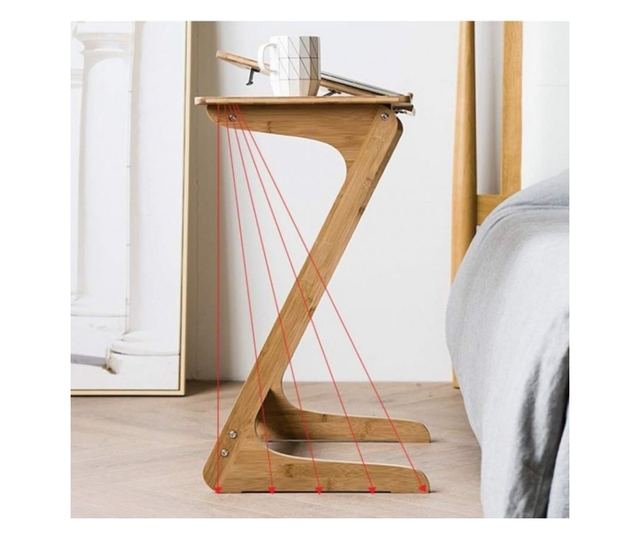 Večnamenska, zložljiva, bambusova miza, za prenosnik in tablico, 60x35x67 cm, eCarla, STL21