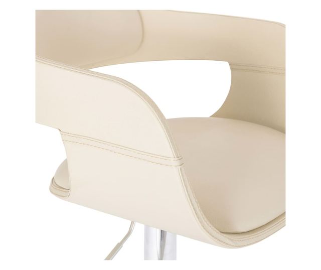 Barski stol, bel, umetno usnje