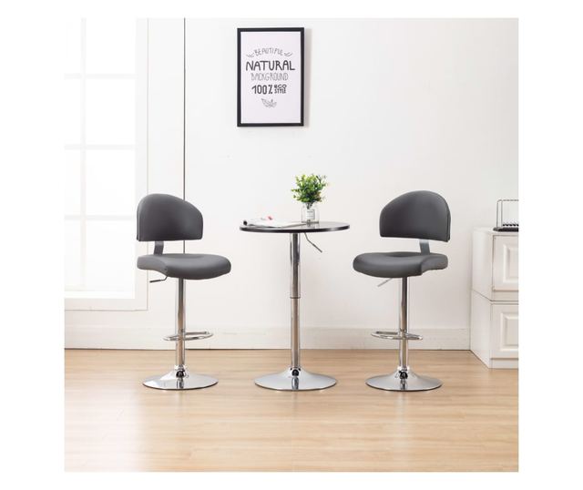 Barski stoli, 2 kosa, sivi, umetno usnje