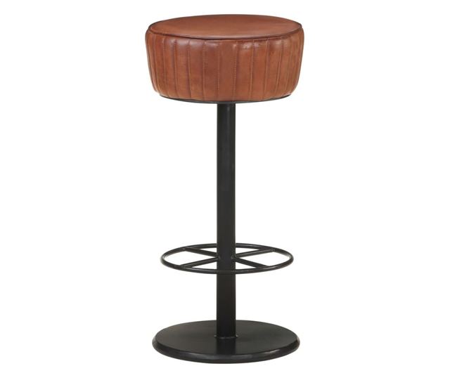 Barski stol, rjav, pravo usnje