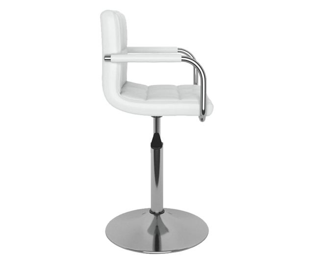 Barski stol, bel, umetno usnje