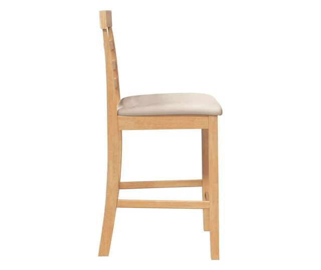 Barski stoli z blazinami - 2 kosa masivnega lesa kavčukovca - naravna