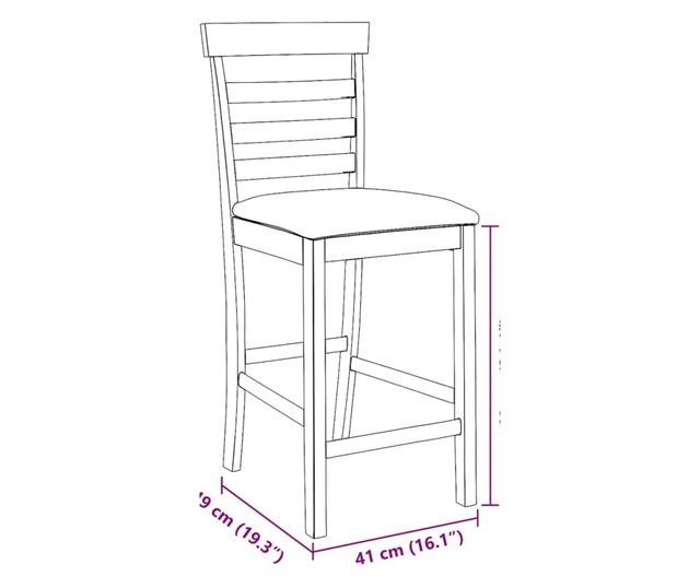Barski stoli z blazinami - 2 kosa masivnega lesa kavčukovca - naravna