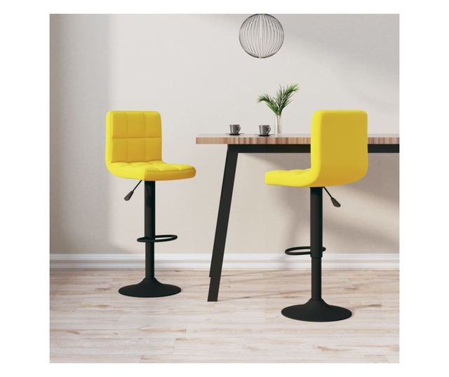Barski stoli, 2 kosa, gorčično rumena, žamet