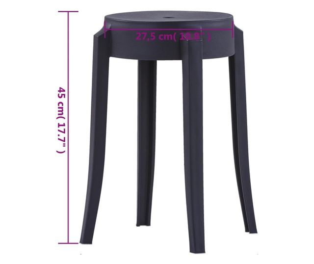 Zložljivi stoli 4 kosi, črni, plastični