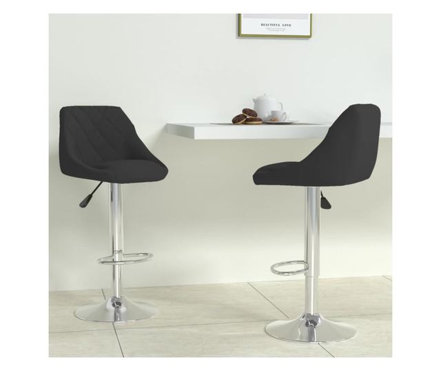 Barski stoli, 2 kosa, črni, žamet