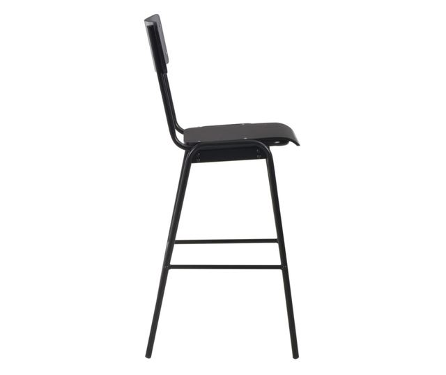 Barski stoli, 4 kosi, črni, masivni vezani les, jeklo