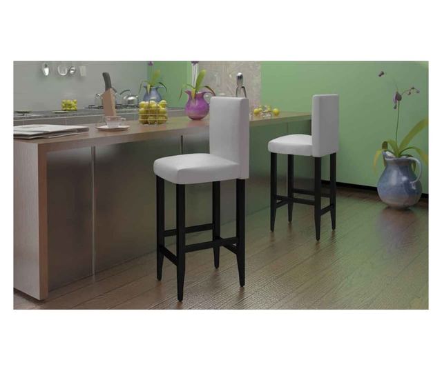 Barski stoli, 4 kosi, beli, umetno usnje