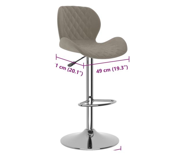 Barski stoli, 2 kosa, svetlo siva, žamet