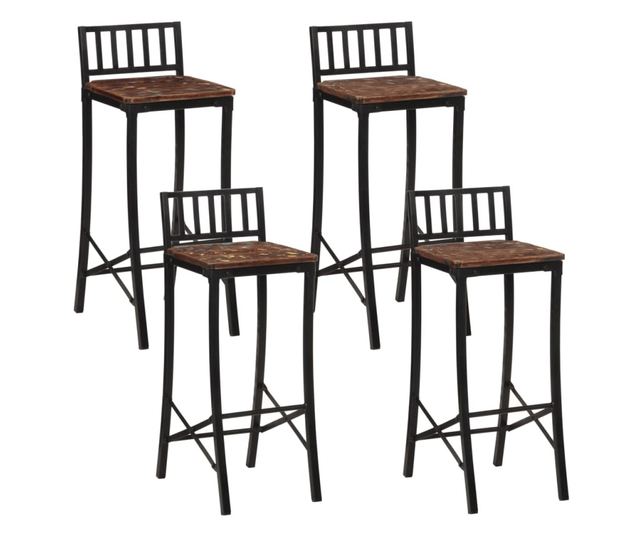 Barski stoli, 4 kosi, masiven predelan les