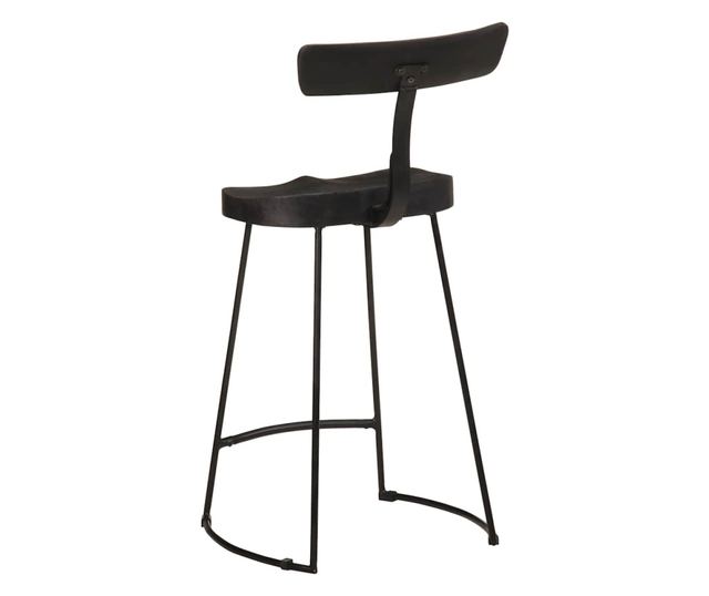 Barski stoli 2 kosa črna 49x43x88 cm trden mangov les