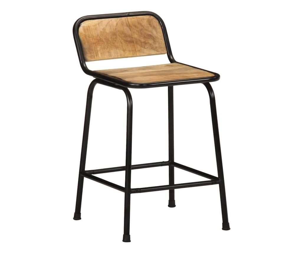 Barski stoli 4 kosi 46x35,5x70 cm Masiven grob mangov les - 10