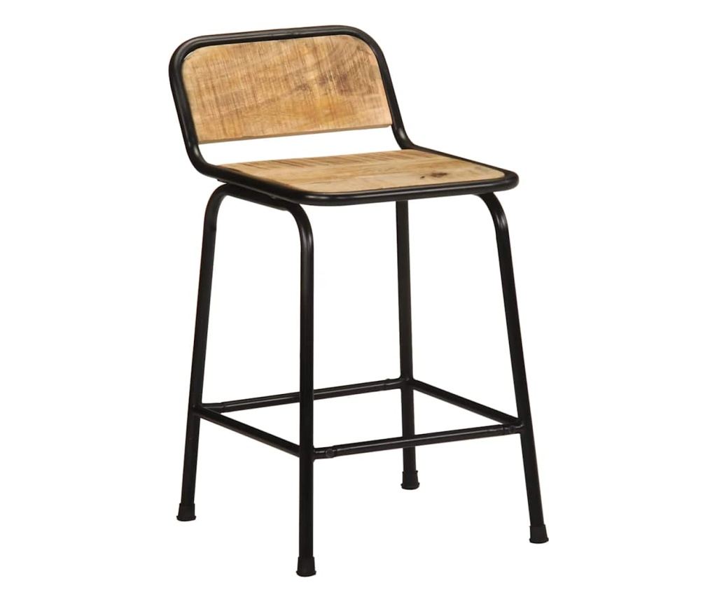 Barski stoli 4 kosi 46x35,5x70 cm Masiven grob mangov les - 11