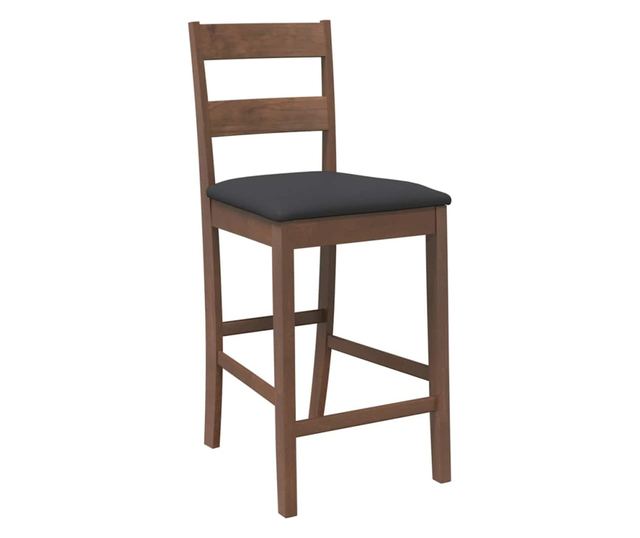 Barski stoli z blazinami, 2 kosa, masiven kavčukovec, rjava