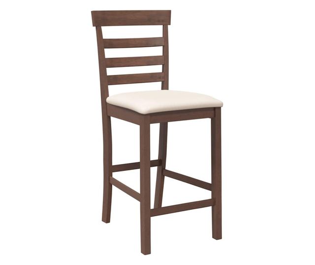 Barski stoli z blazinami, 2 kosa, masiven kavčukovec, rjavi