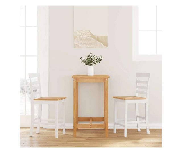 Barski stoli 2 kosa masiven les kavčukovca bel