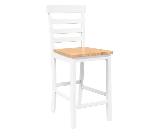 Barski stoli 2 kosa masiven les kavčukovca bel