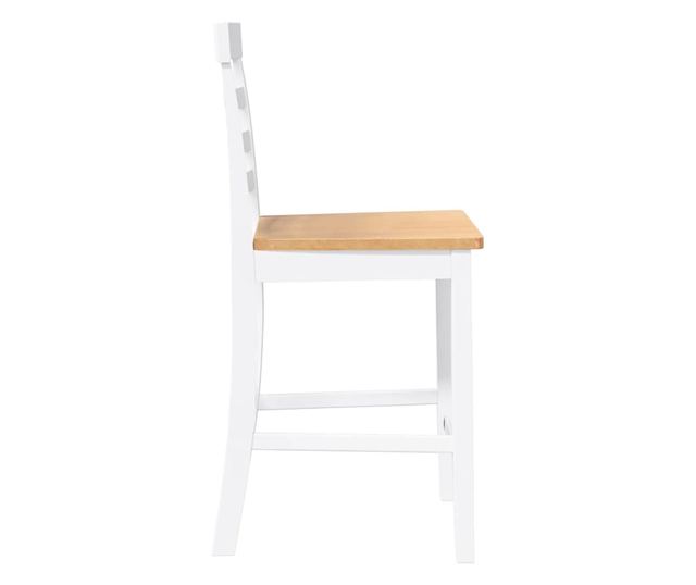 Barski stoli 2 kosa masiven les kavčukovca bel