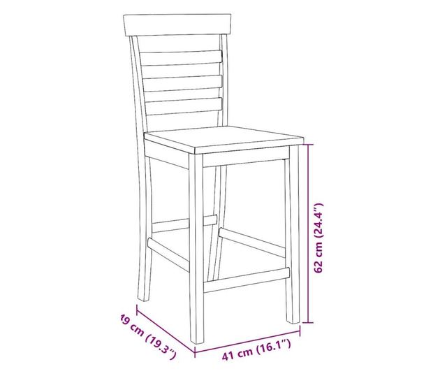 Barski stoli 2 kosa masiven les kavčukovca bel