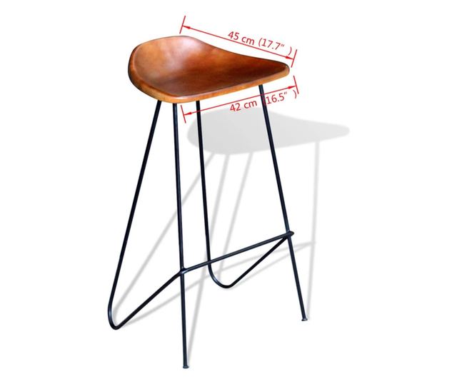 Barski stoli, 2 kosa, črna in rjava, pravo usnje