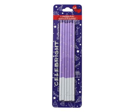 Set od 6 svijeća za tortu, Venus, ljubičasta, Celebright, 14,5 cm