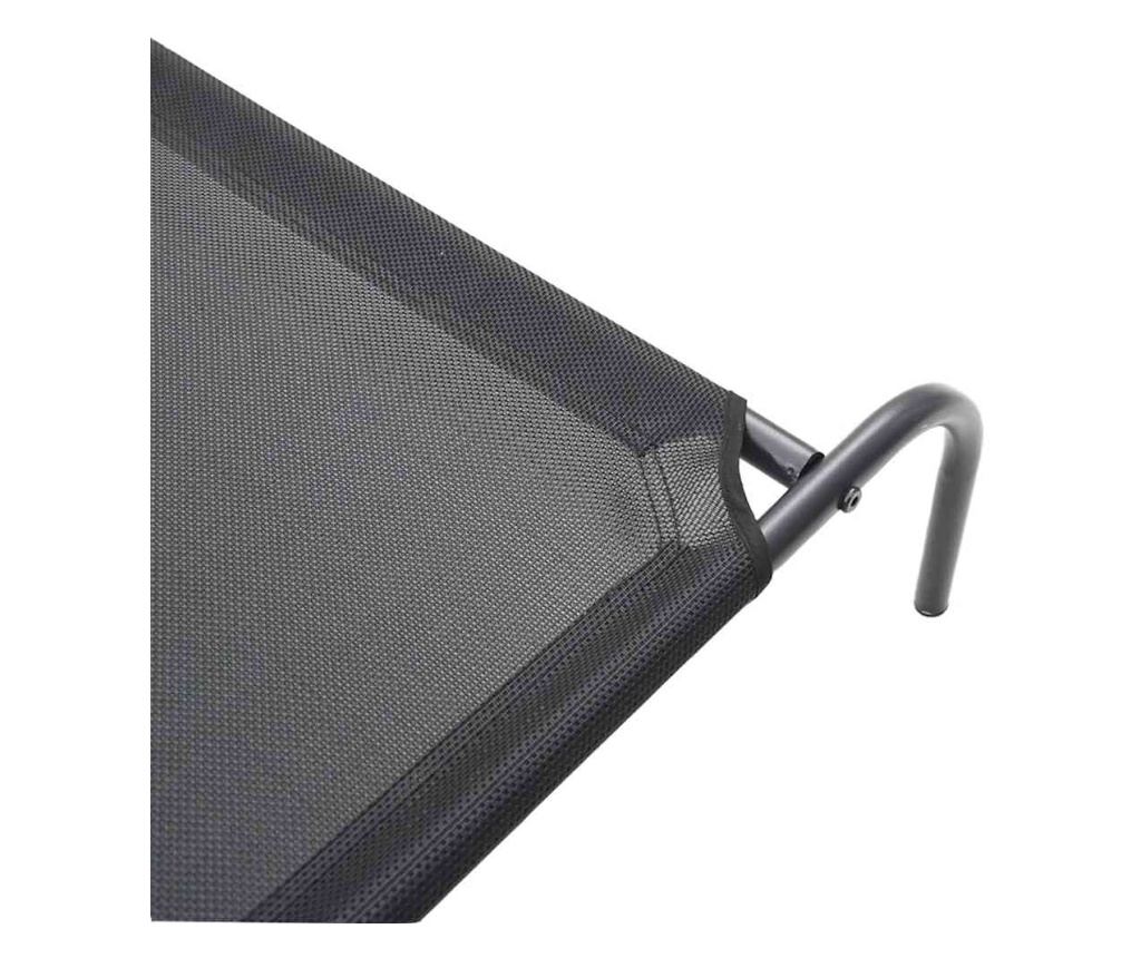 Повдигнато легло кучета черно 130x80x20 cm Текстилен и стомана - 7