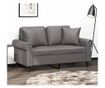 Двуместен диван с възглавници, сив, 120 см, изкуствена кожа thumbnail 1