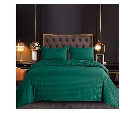 
Set lenjerie de pat dublu, bumbac satinat, 180 x 200 cm, 4 piese, cu elastic, verde, Casa de Vis, DE-10