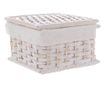 Set of 3 Homely Rattan Bamboo Storage Baskets, Natural/White, 17x17x8h; 20x20x10.5; 23x23x13h thumbnail 1