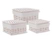 Set of 3 Homely Rattan Bamboo Storage Baskets, Natural/White, 17x17x8h; 20x20x10.5; 23x23x13h thumbnail 2