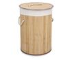Nanda Bamboo Laundry Basket, Natural/White Fabric Ø35x50h thumbnail 1