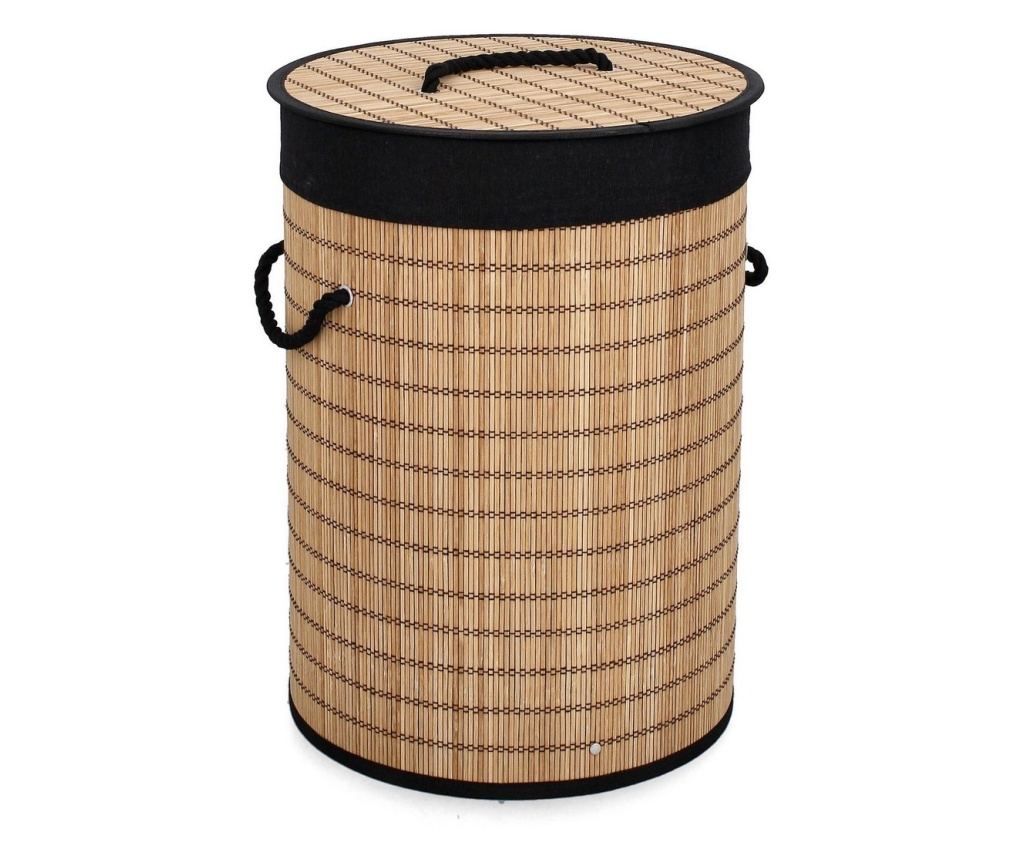 Sintia Natural Bamboo Laundry Basket with Black Fabric Ø35x50h