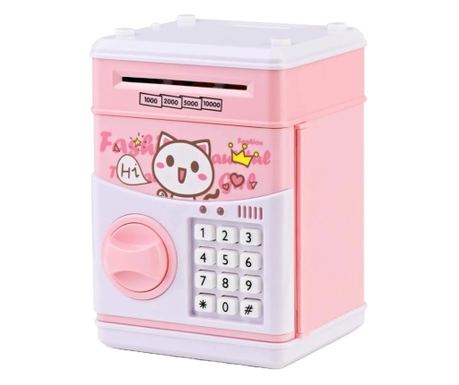 Pusculita interactiva cu functie cod PIN tip seif, model Hello Kitty